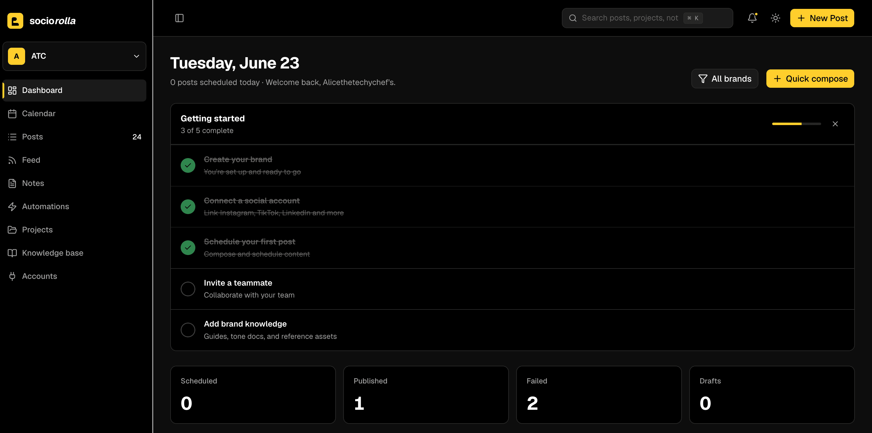 The SocioRolla dashboard